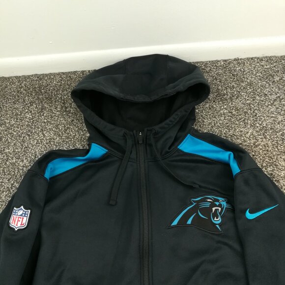 Carolina Panthers Sweatshirt Nike Full Zip Therma Fit On Field Fleece Mens XL